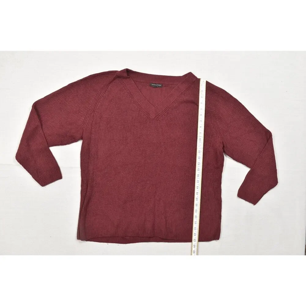 Banana Republic XL Burgundy Red V-Neck Ribbed Knit Wool Blend Pullover Sweater